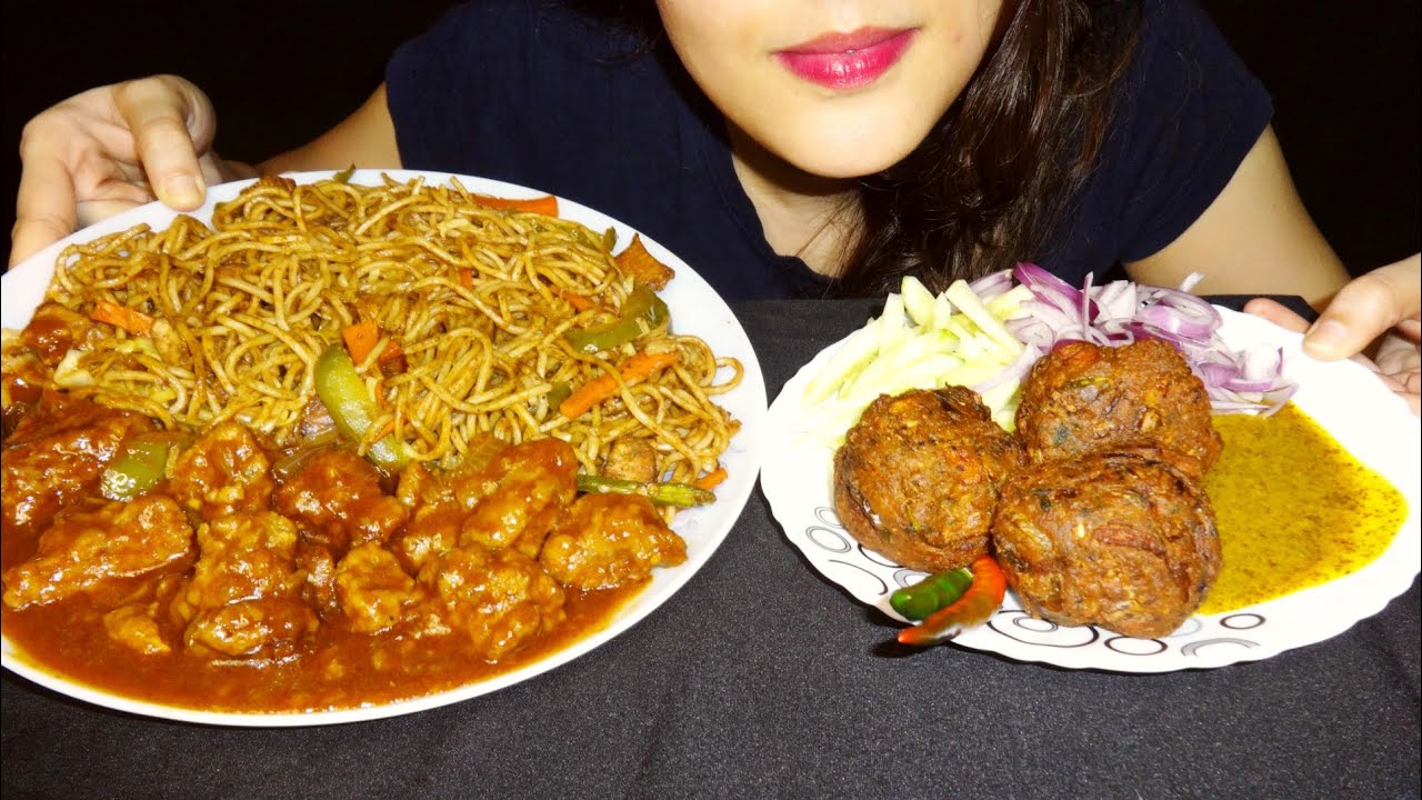EATING CHICKEN CHOW MEIN || CHILLI CHICKEN || CHICKEN PAKODA WITH SALAD || ASMR || NO TAKING