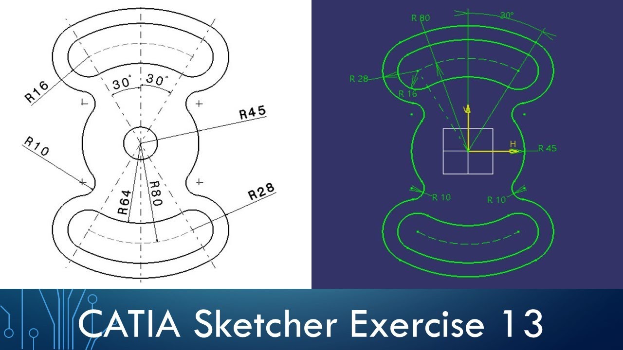 CATIA Sketcher Exercise - Sketch 13