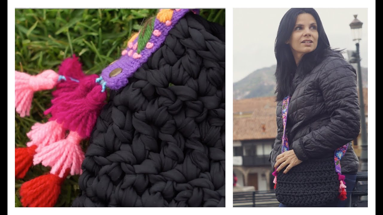 Bolso peruano-argentino tejido en crochet.