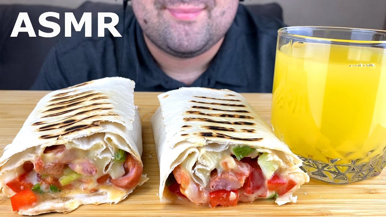 АСМР Быстрая домашняя шаурма + рецепт (Итинг) Мукбанг