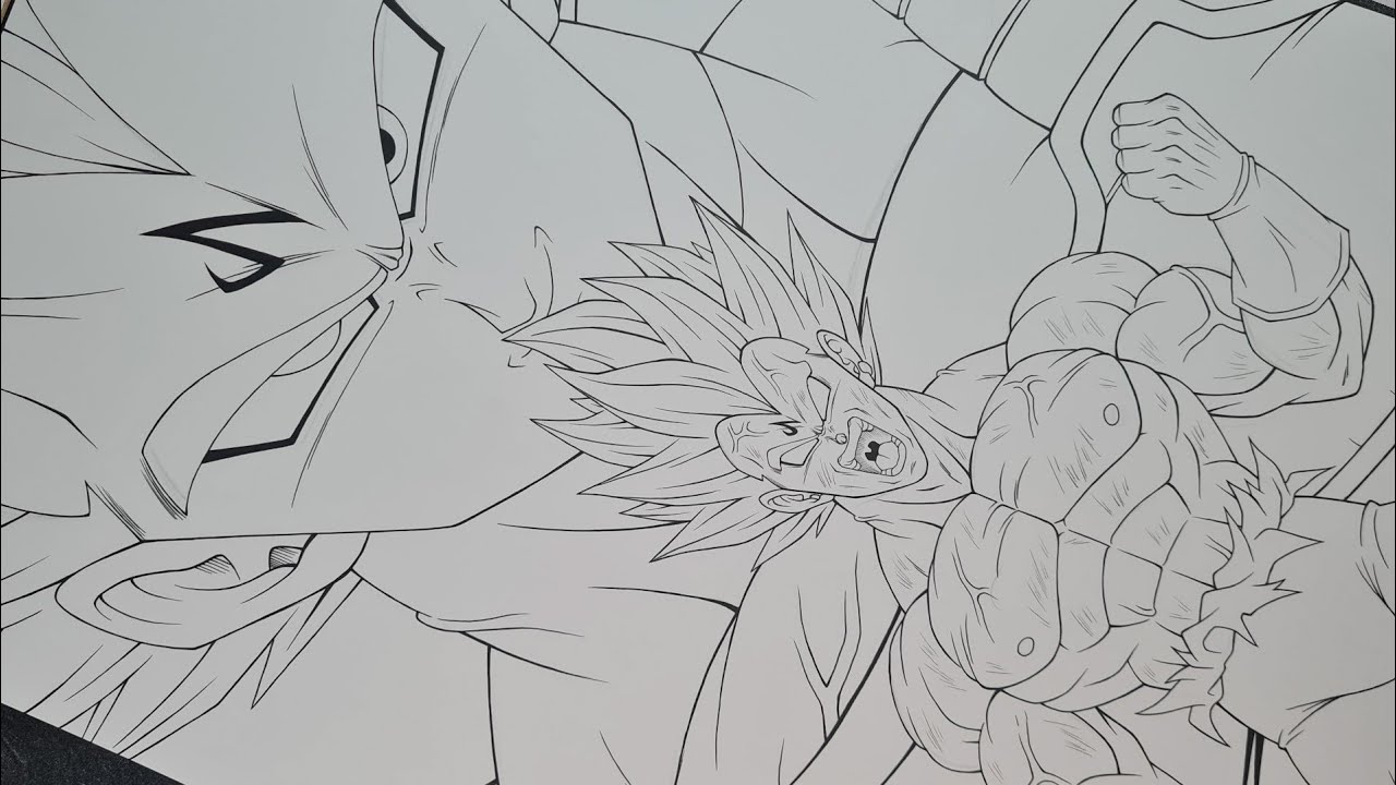 Sketching & Inking VEGETA Ultra Ego & Majin in REAL TIME