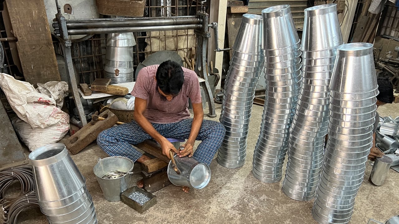 Mass Production Process of Buckets Made By GI Sheet. How GI Buckets Are Made In Factory.