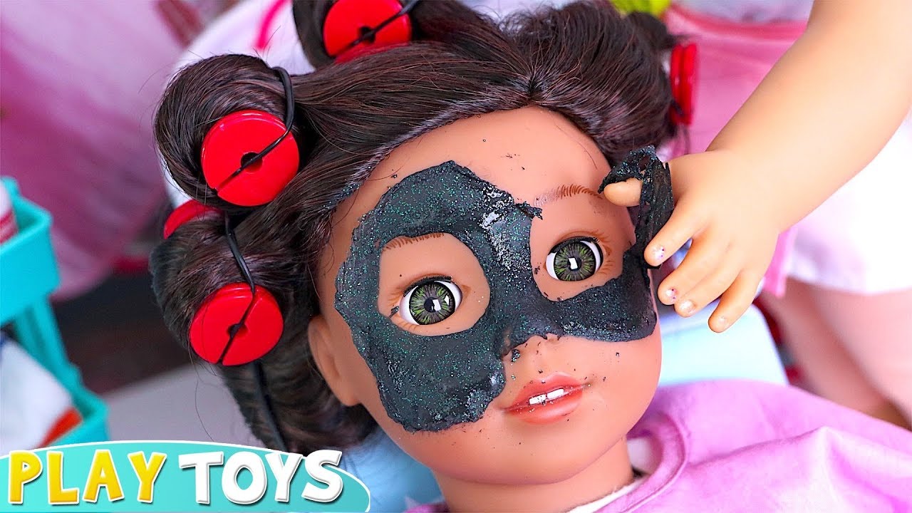Baby Doll Play with Black Glitter Spa Mask! Play Toys
