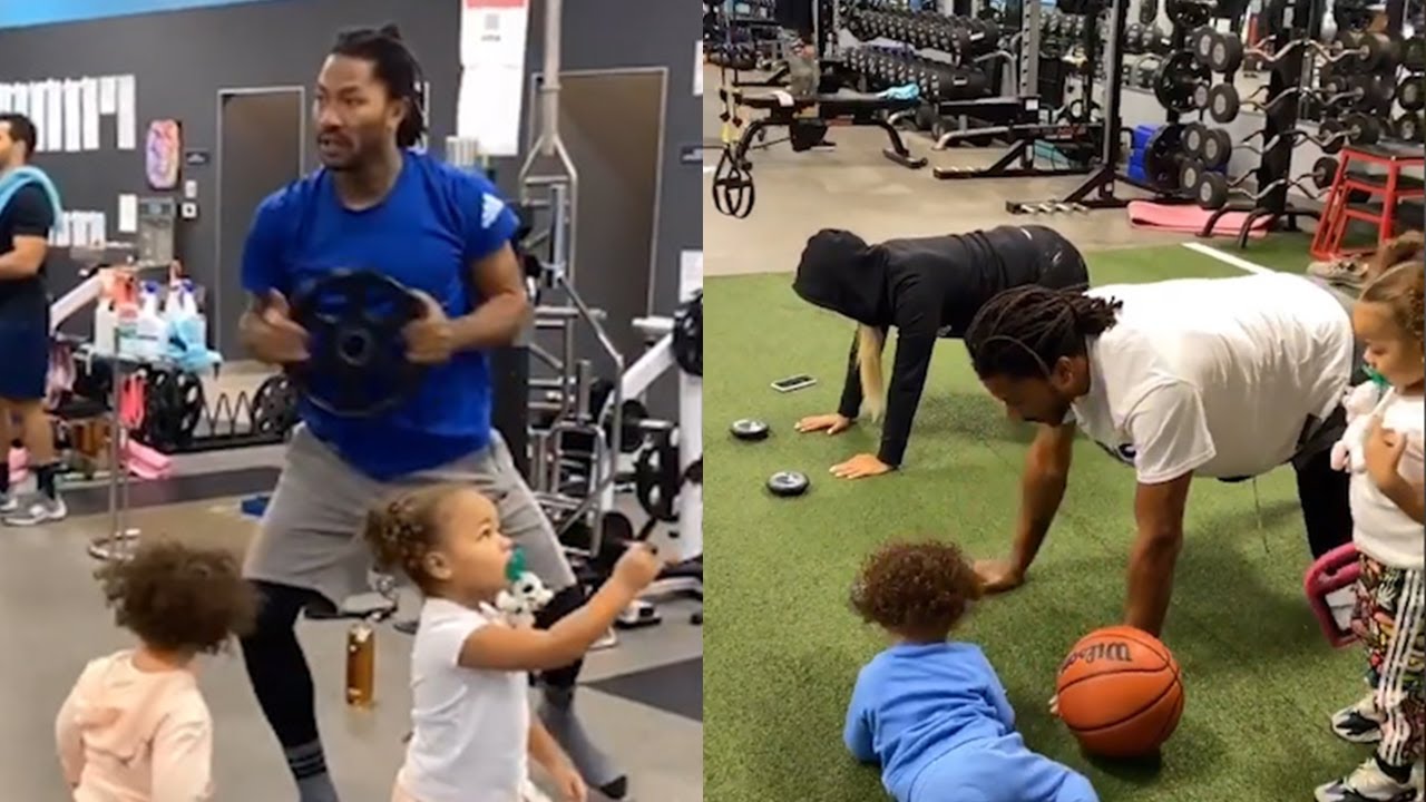Derrick Rose Workouts With His Wife & Kids During The NBA Offseason