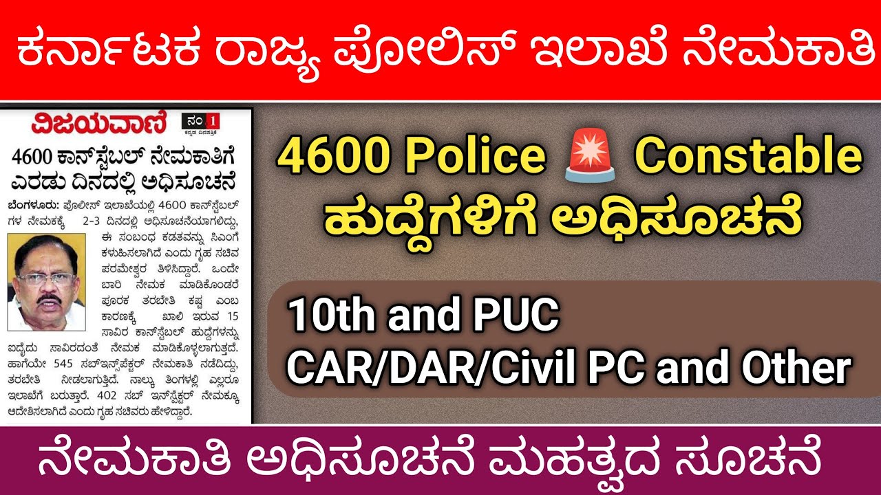Karnataka State Police Constable Recruitment Notification Update 2025 | KSP PC Recruitment 2025