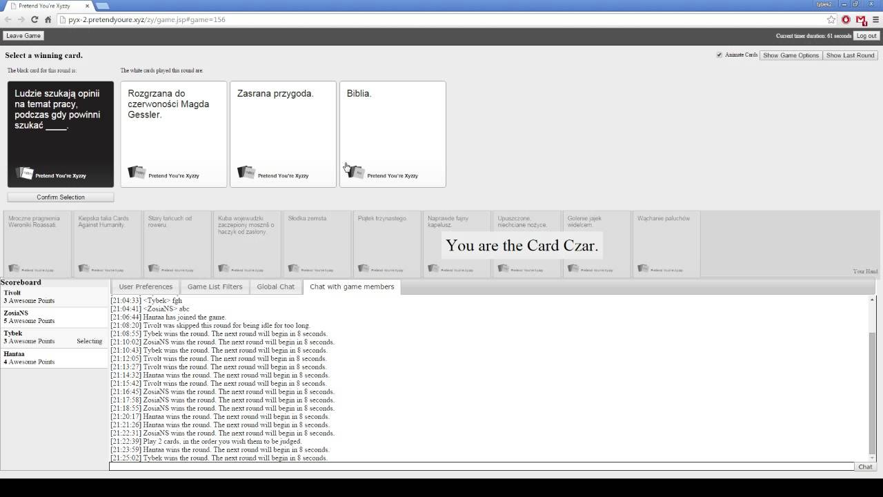 Cards Against Humanity [#1][Tivolt, Hantaa, ZosiaNS]