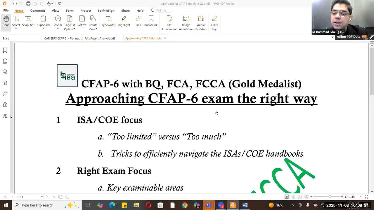 EFRs-8 NOV,2025 CFAP 6,by Mr Bilal Qureshi