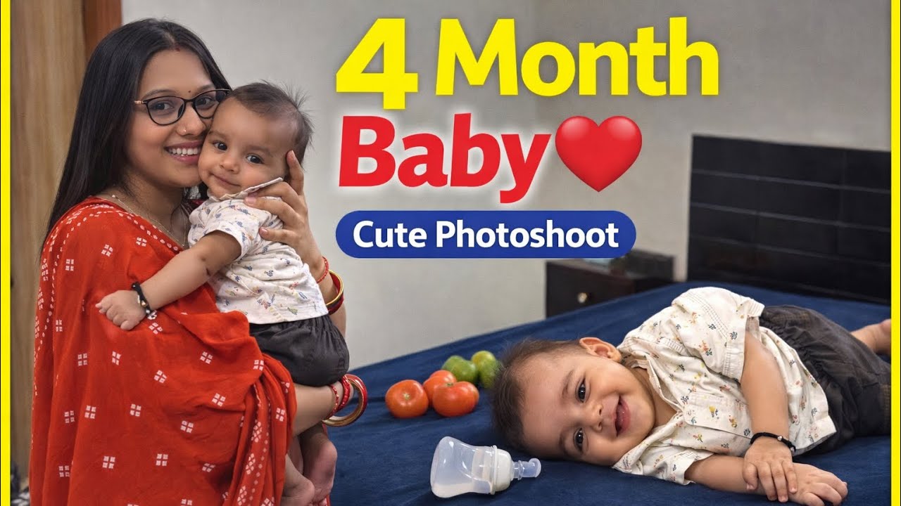 4 Month Baby Milestone 🎉 | Cute Photoshoot at Home | Daily Vlog