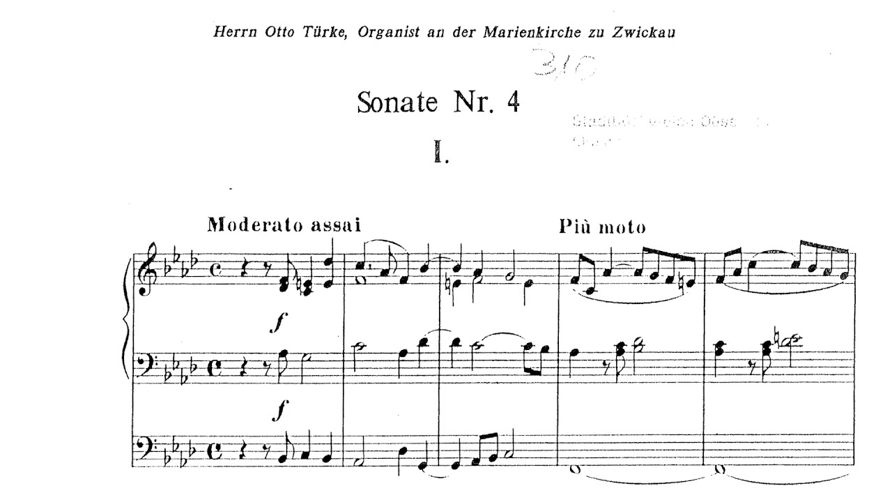 Gustav Adolf Merkel - Op. 115, Organ Sonata No. 4 in F minor w/ sheet music