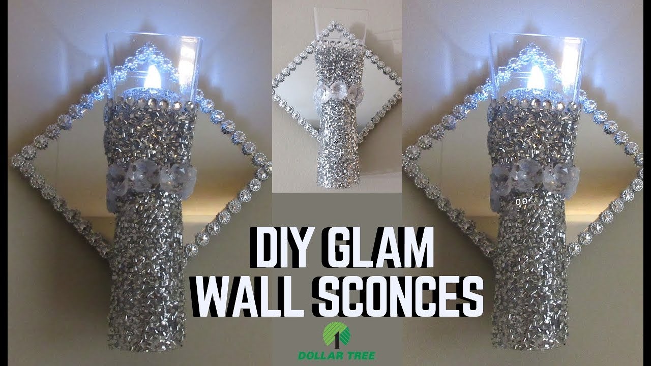 DIY DOLLAR TREE GLAM WALL LIGHT/ SCONCES -HOME DECOR 2019
