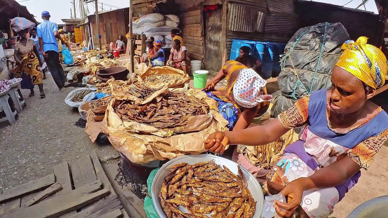 AFRICAN FOOD MARKET SHOPPING IN GHANA ACCRA
