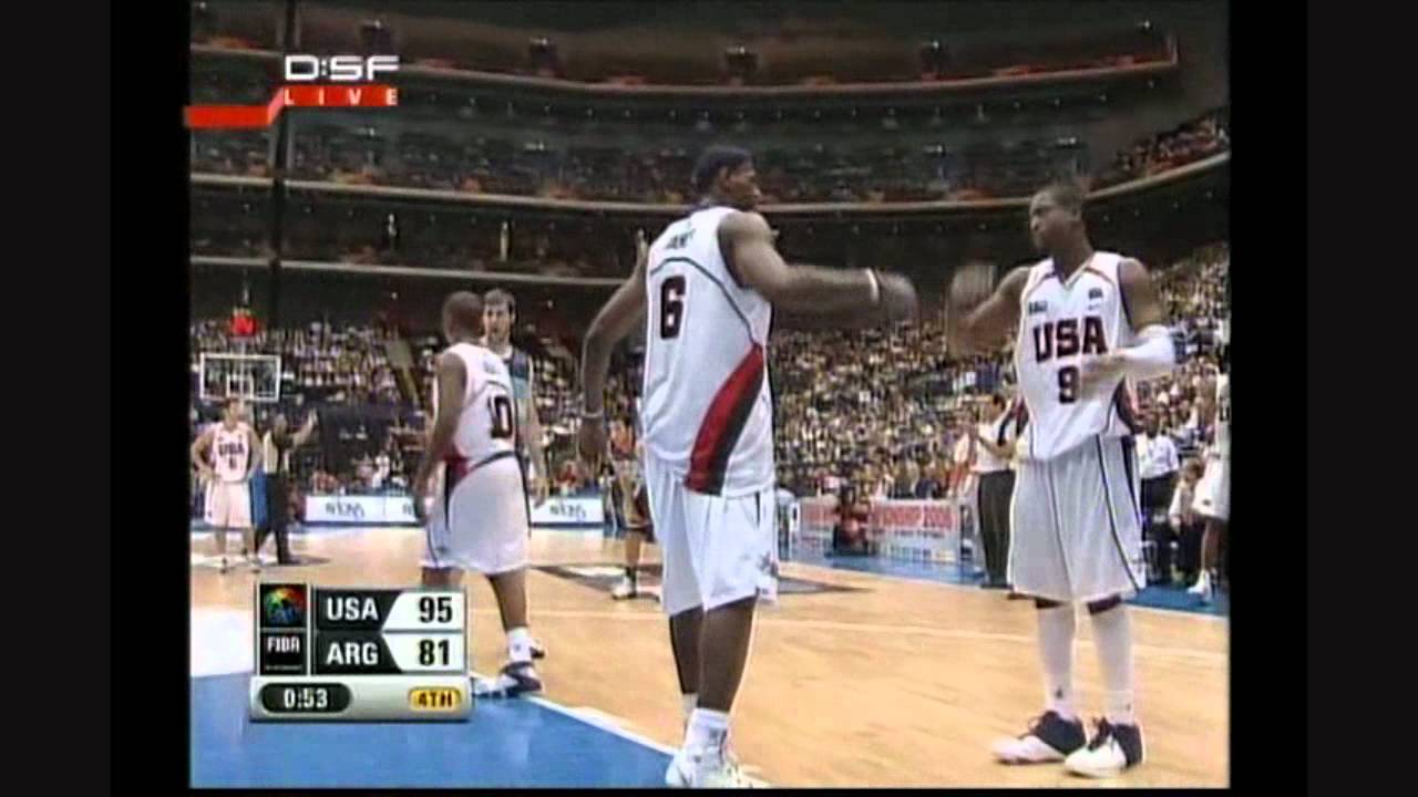 LeBron James incredible Dunk on Argentina and the foul FIBA World Championship 2006 RARE