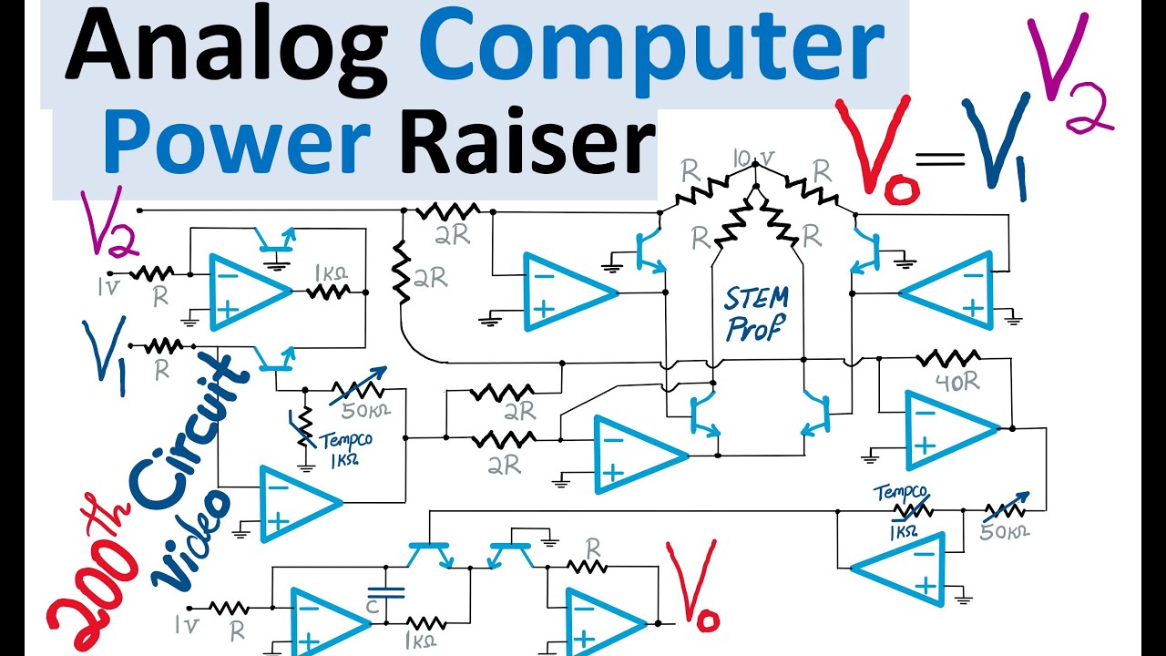 Analog Computer Power Raiser Design with OpAmp, Transistor & PTC temperature compensation
