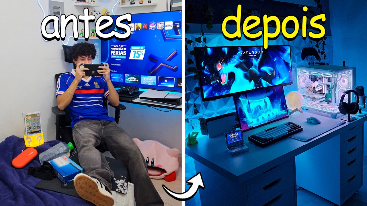 Finalmente REFORMEI o meu novo SETUP! (Projeto quarto gamer)