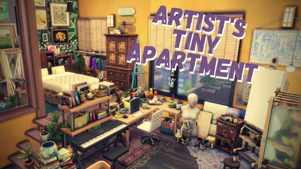 Artist's Tiny Apartment | The Sims 4: Apartment Renovation Speed Build | No CC