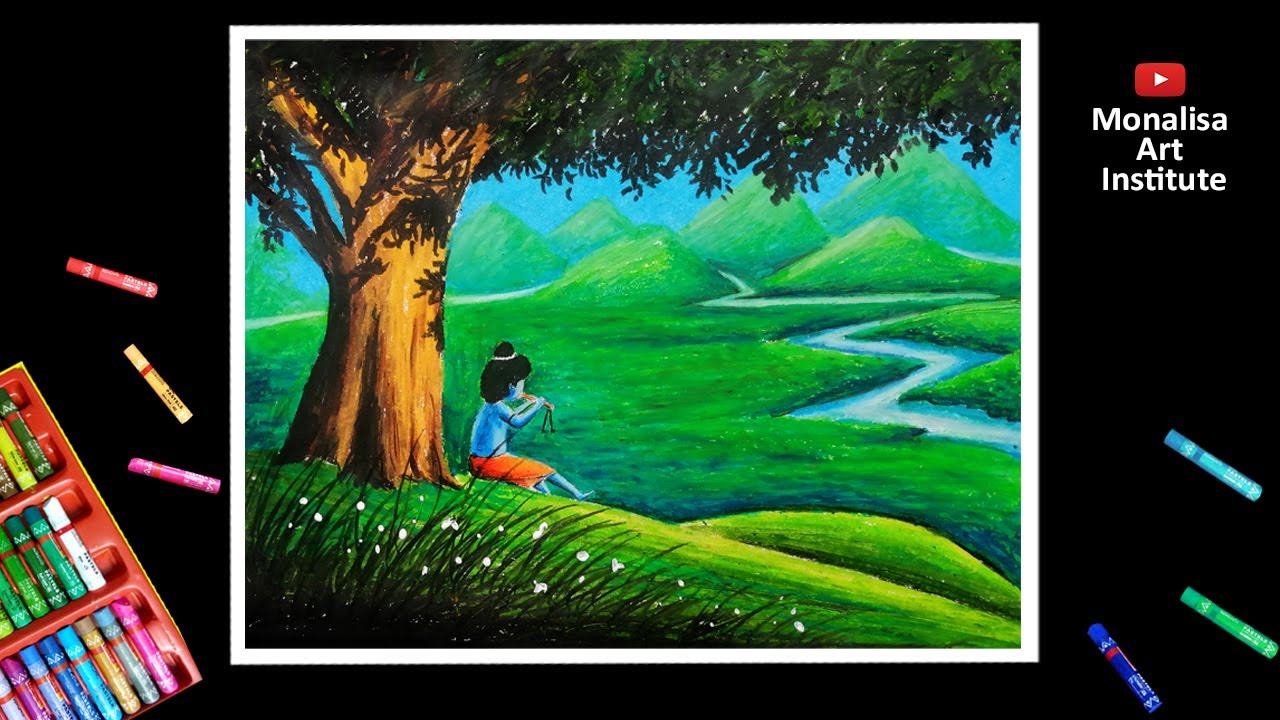Little Krishna Drawing || Janmashtami Drawing with Oil Pastel || Janmashtami Krishna Drawing