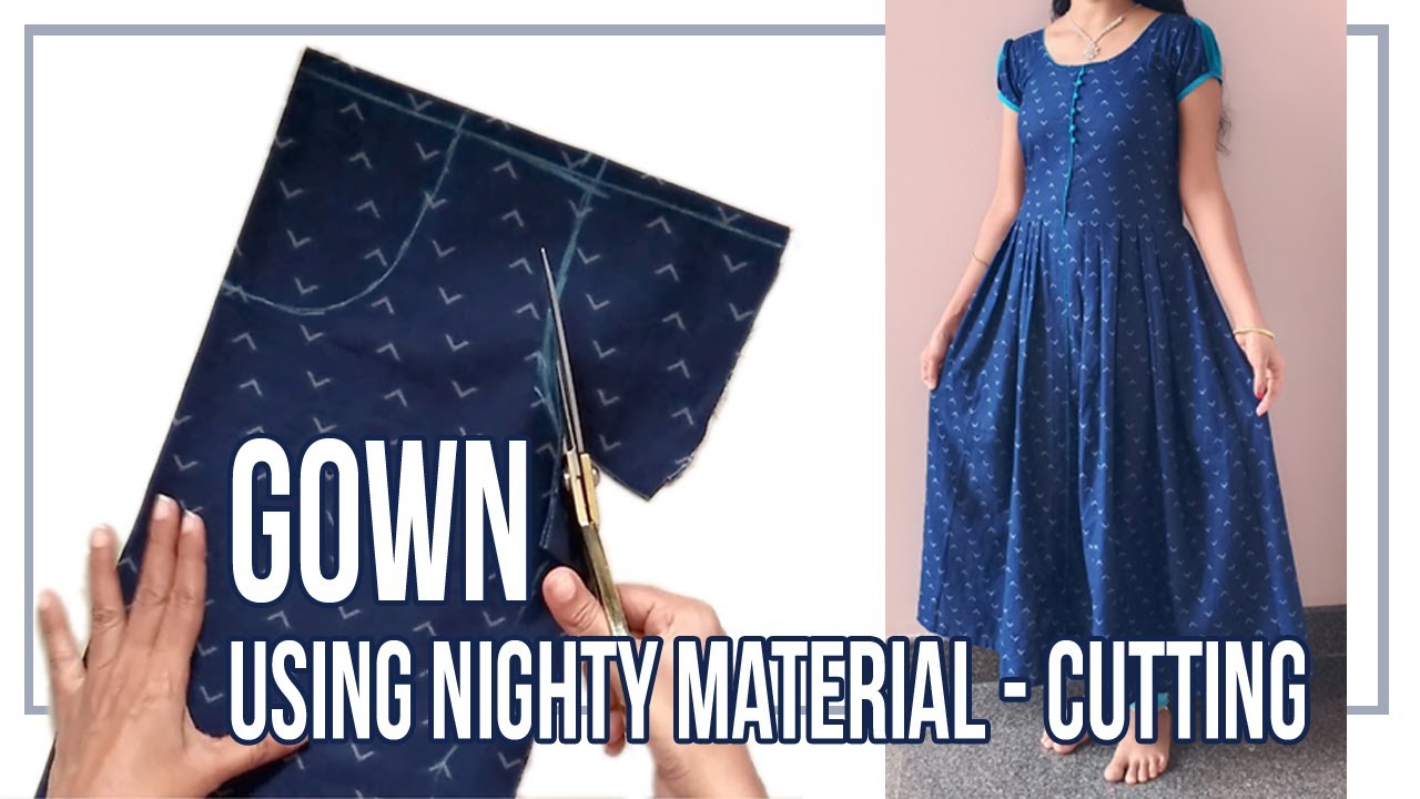 Gown by using nighty cloth Cutting | Using old churidar measurement | with Simple English Subtitles