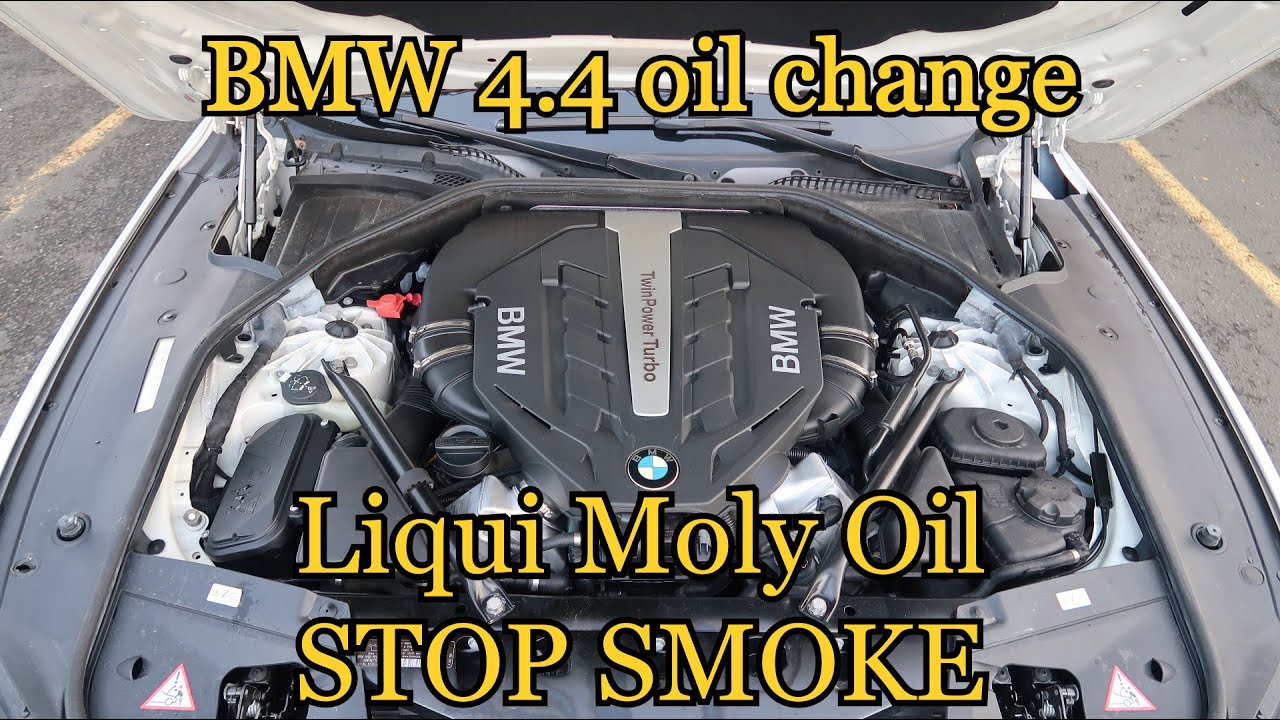 Замена масла в BMW 4.4 (N63) Twin Turbo — с помощью Liqui Moly Oil Stop Smoke (протекают маслосъе...