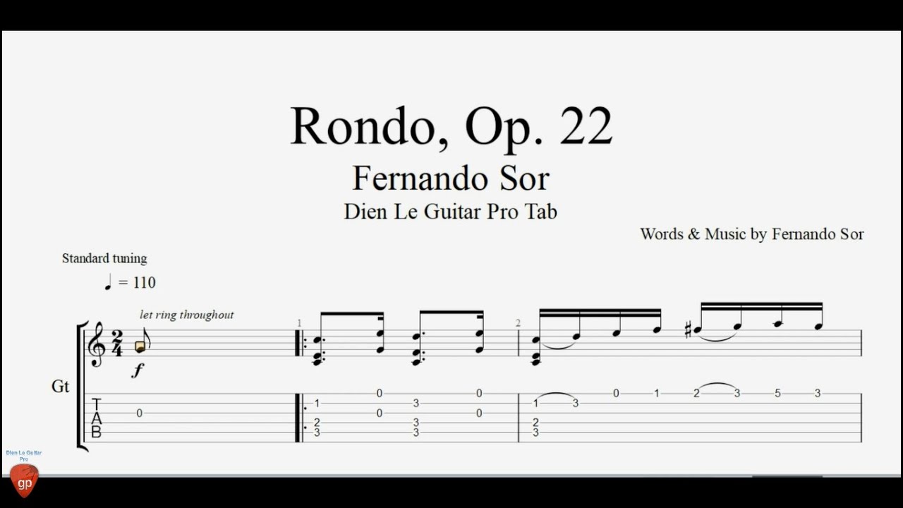 Fernando Sor - Rondo, Op. 22 - Guitar Tutorial + TABs