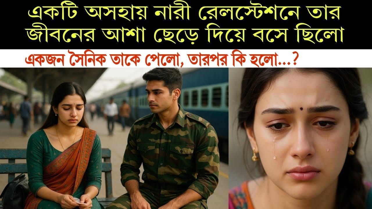 একটি অসহায় নারীর রেলষ্টেশনের তার জীবনের আশা ছেড়ে দিয়ে বসে ছিল