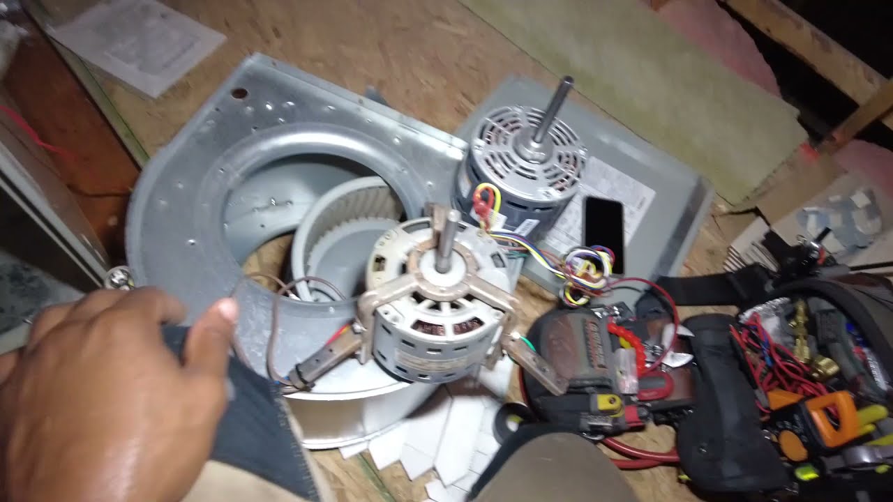 HVAC Tech Replacing a Blower Motor in 110 Degree Attic | PSC Blower Motor Replacement