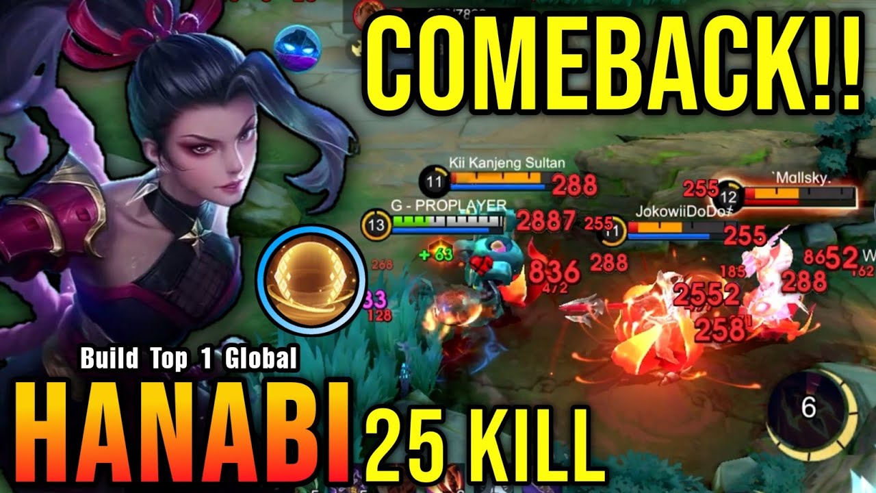 COMEBACK!! 25 Kills Hanabi Carry The Game!! - Build Top 1 Global Hanabi ~ MLBB