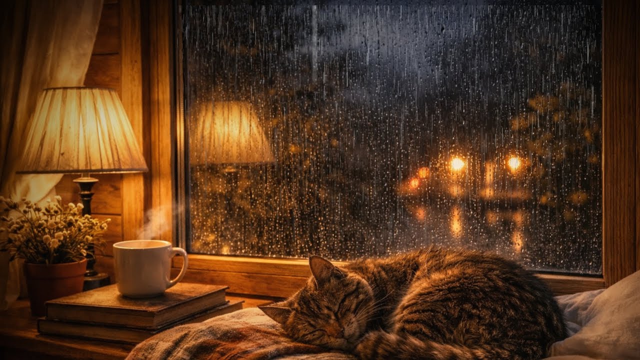 고양이가 먼저 잠들어버린 창가 빗소리 🌧 휴식 평온한 숙면 asmr 