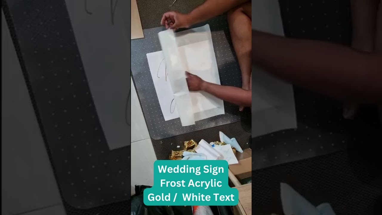Wedding Sign Frost Acrylic Gold  White Text 