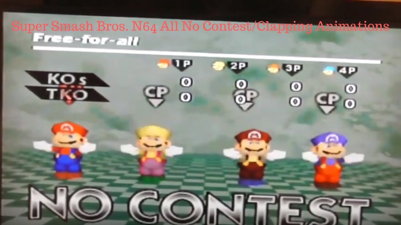 Super Smash Bros N64 All No Contest/Clapping Animations
