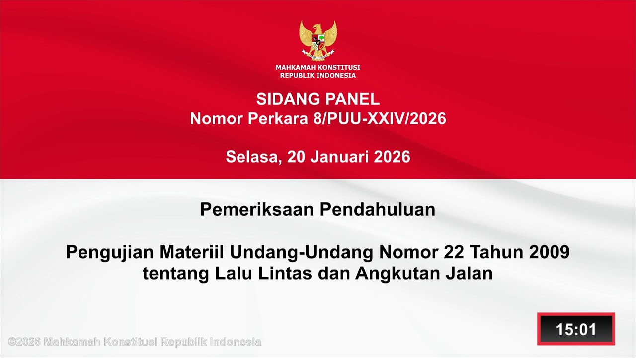 Sidang Perkara Nomor 8/PUU-XXIV/2026. Selasa, 20 Januari 2026.