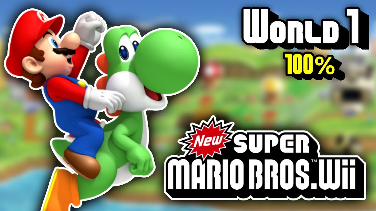 New Super Mario Bros. Wii - World 1 100% Walkthrough (All Star Coins + Secret Exits)
