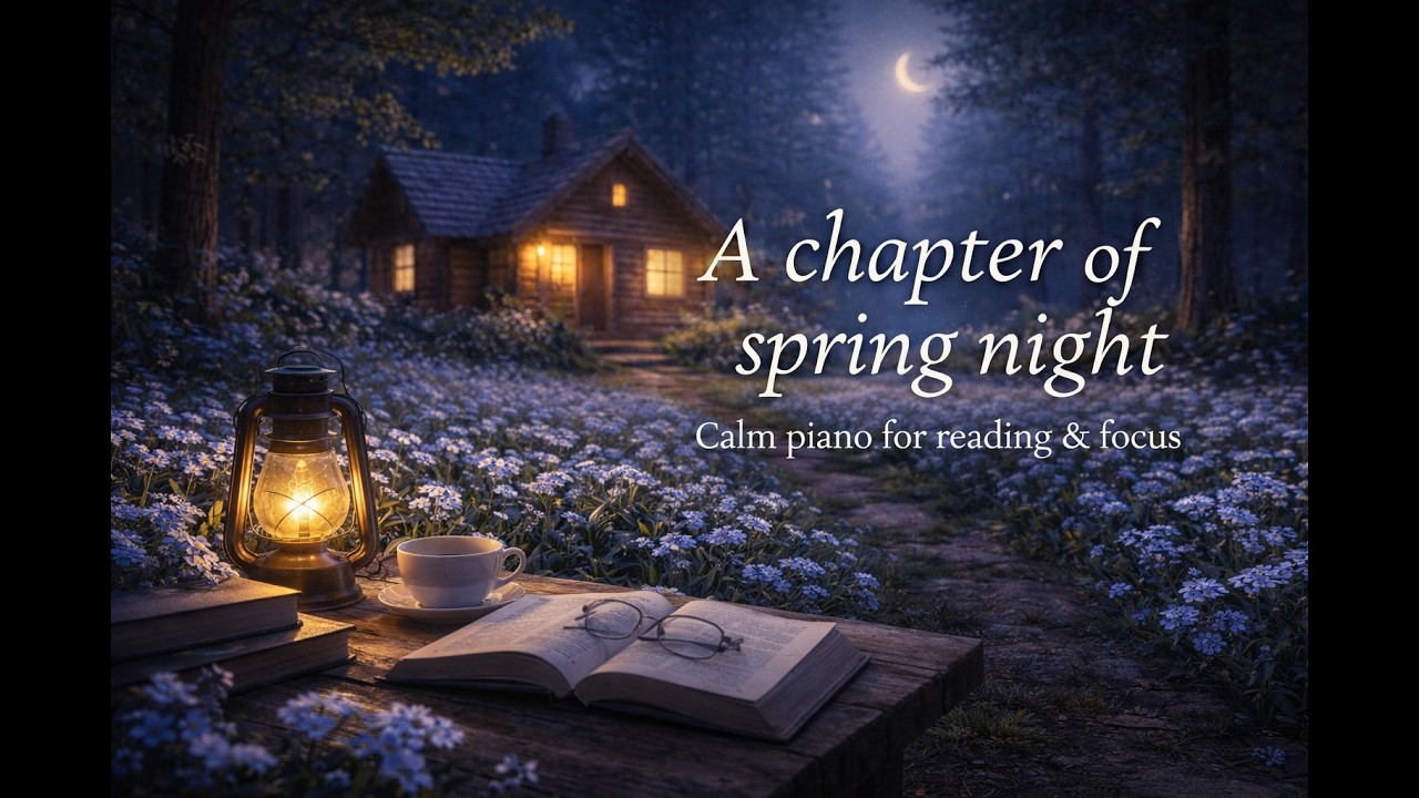 A Chapter of Spring Night | Calm Piano for Reading & Focus | 3 Hours
