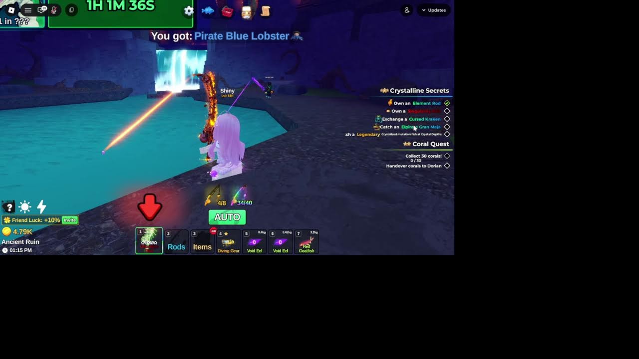 Selesaikan Misi Diamond Rod Streaming Fish It Si KiKir!!!