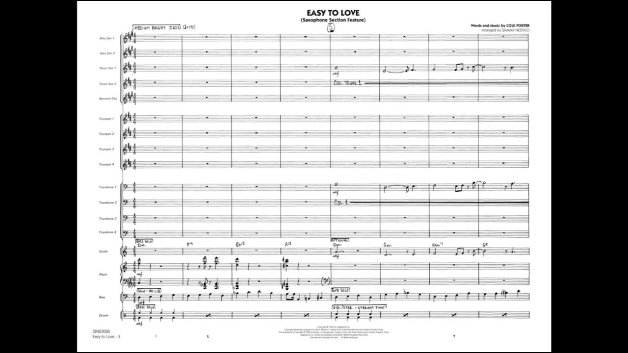 Easy to Love by Cole Porter/arr. Sammy Nestico