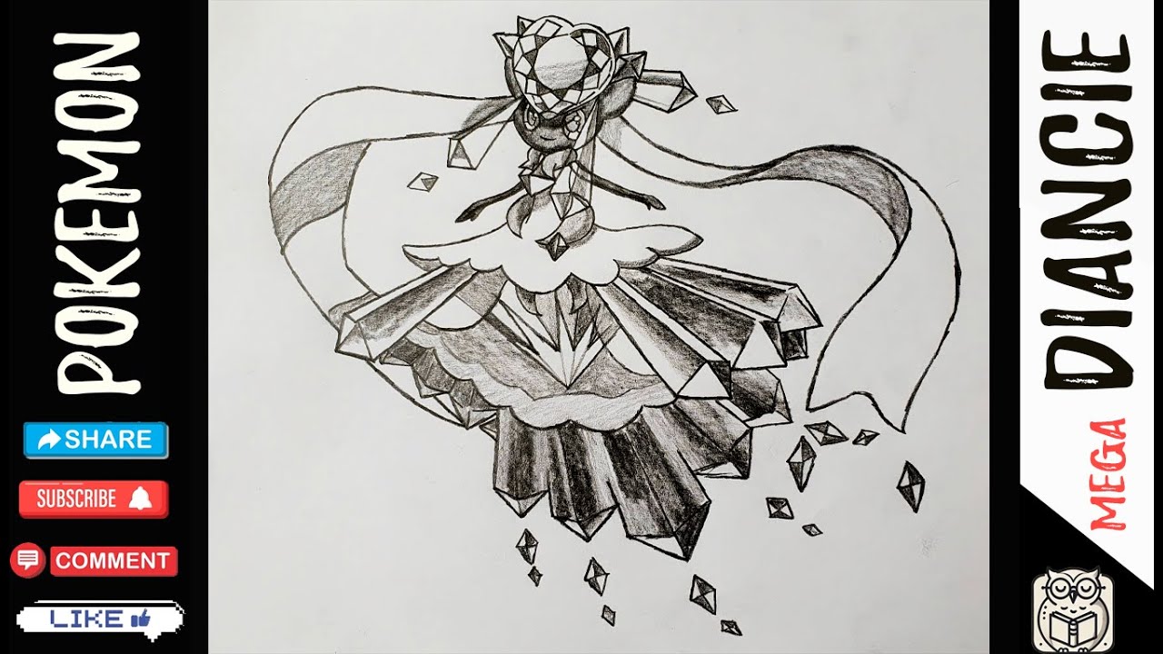 How to Draw Mega Diancie | Pokemon Pencil Sketch Tutorial