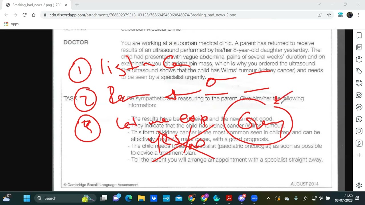 Speaking OET/ breaking bad news