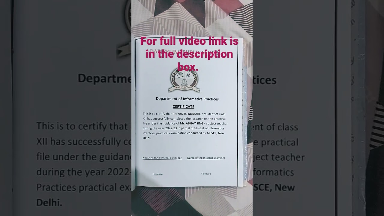 INFORMATICS PRACTICES/COMPUTER SCIENCE PRACTICAL FILE  CLASS 12 #informaticspractices #cbse #class12