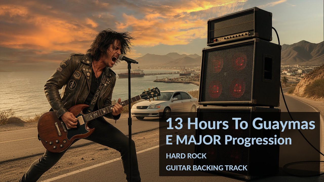 E MAJOR - 13 Hours To Guaymas (Hard Rock Guitar Backing Track)
