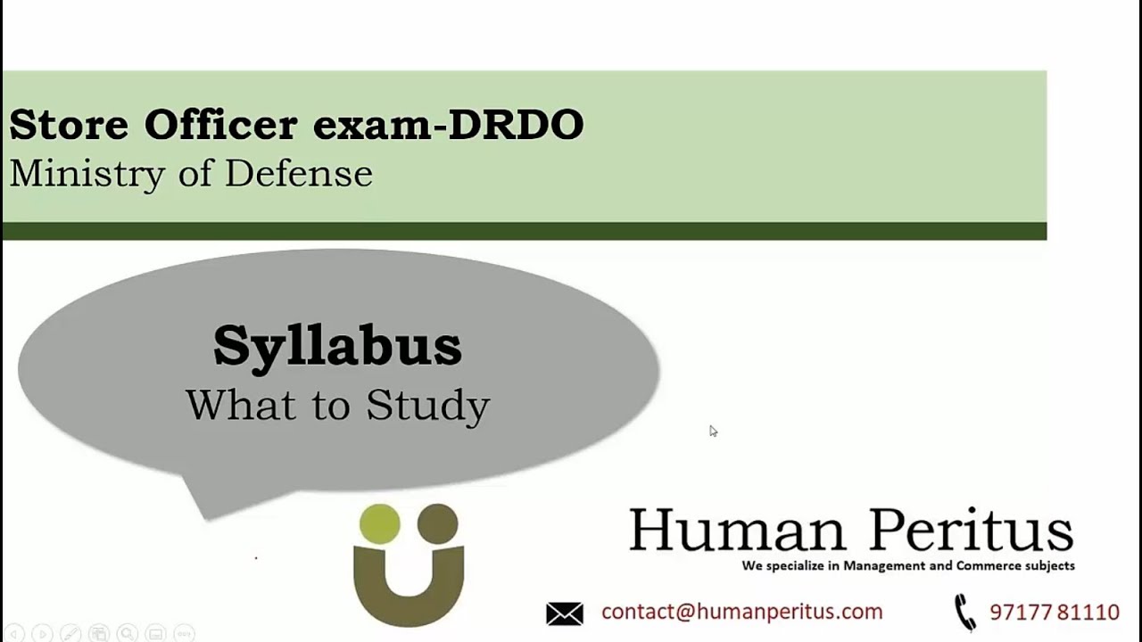 Store Officer DRDO- Syllabus