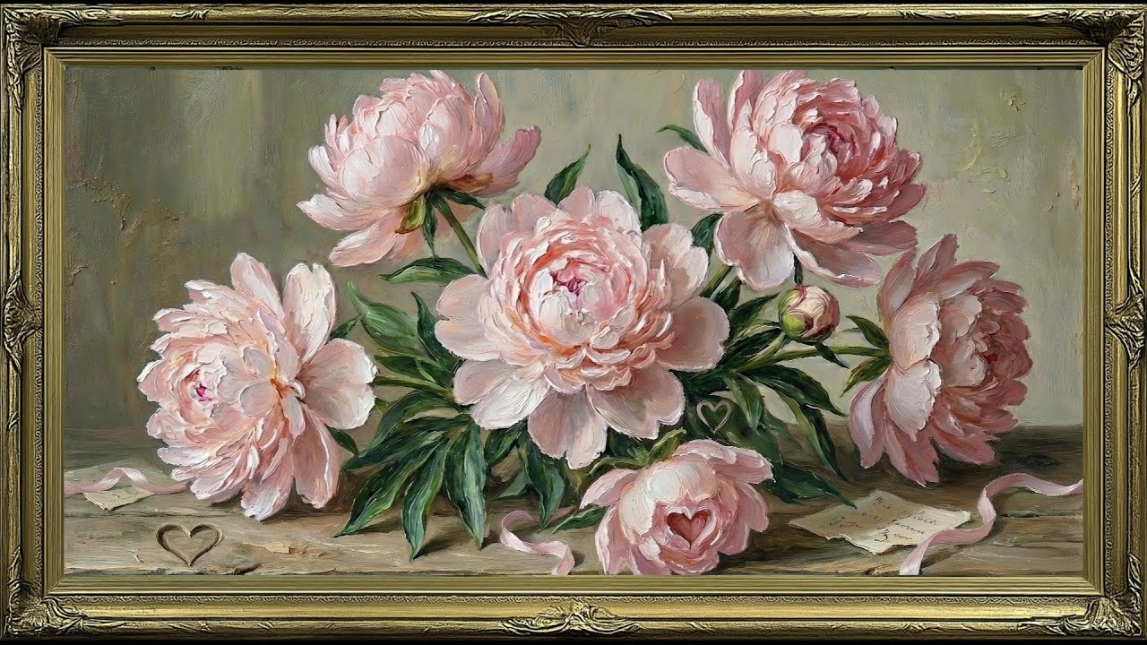 Vintage Valentine's Day Flower TV Art | Cozy Holiday Silent Screensaver