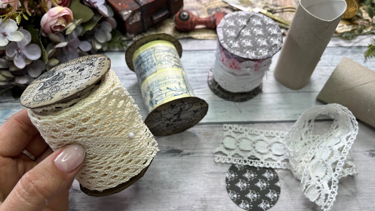 Junk Journal / deutsch / Ideen mit Junk / Klorolle wird Spule / Ordnung im Bastelzimmer