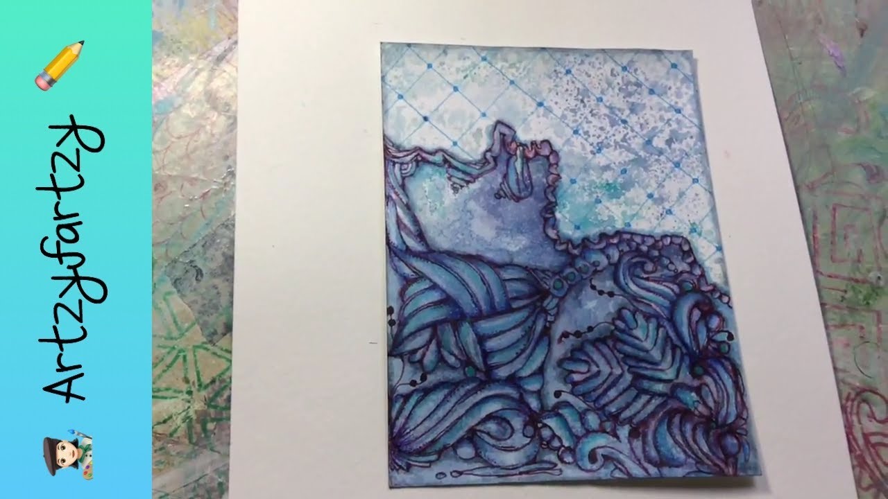 Blue Lagoon Zentangle Artwork Tutorial ~ Artzyfartzy 🌊