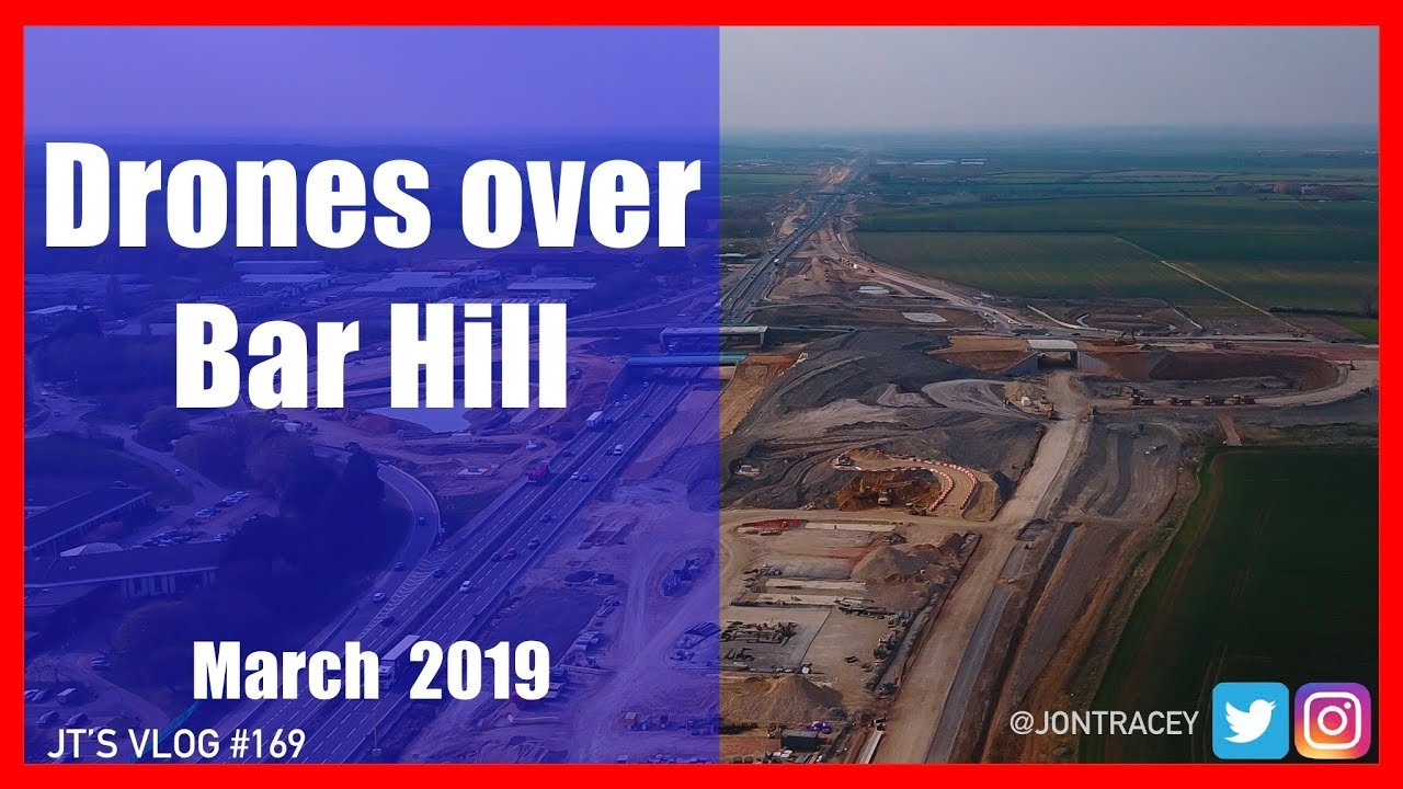 Drones over Bar Hill - Building the new A14 - March  2019