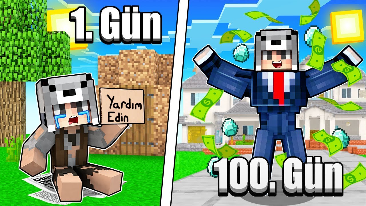 MİLYARDER OLARAK 100 GÜN HAYATTA KALMAK - Minecraft