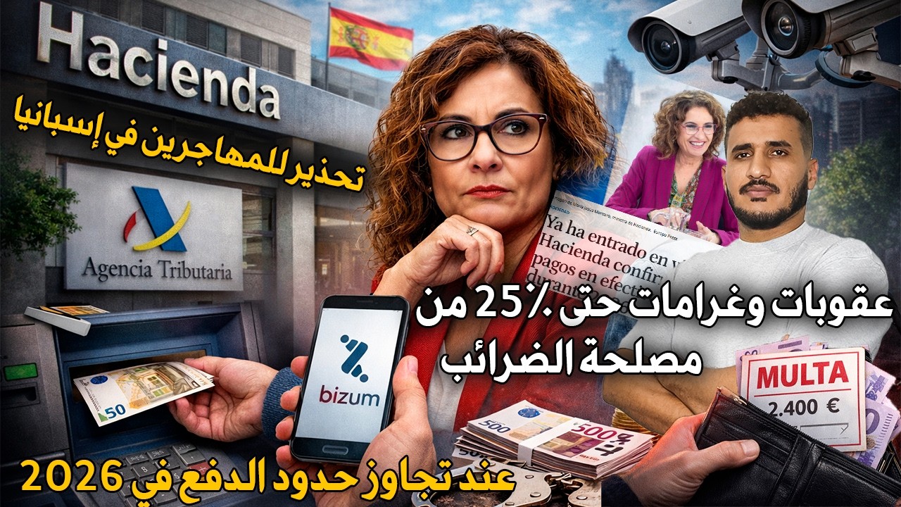 تحذير للمهاجرين في إسبانيا: عقوبات وغرامات حتى 25٪ من مصلحة الضرائب عند تجاوز حدود الدفع في 2026!