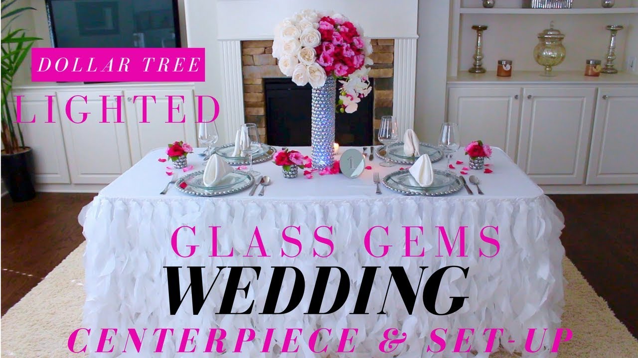 Dollar Tree DIY Wedding Decorations | DIY Lighted Glass Gems Centerpiece | DIY Charger Plates