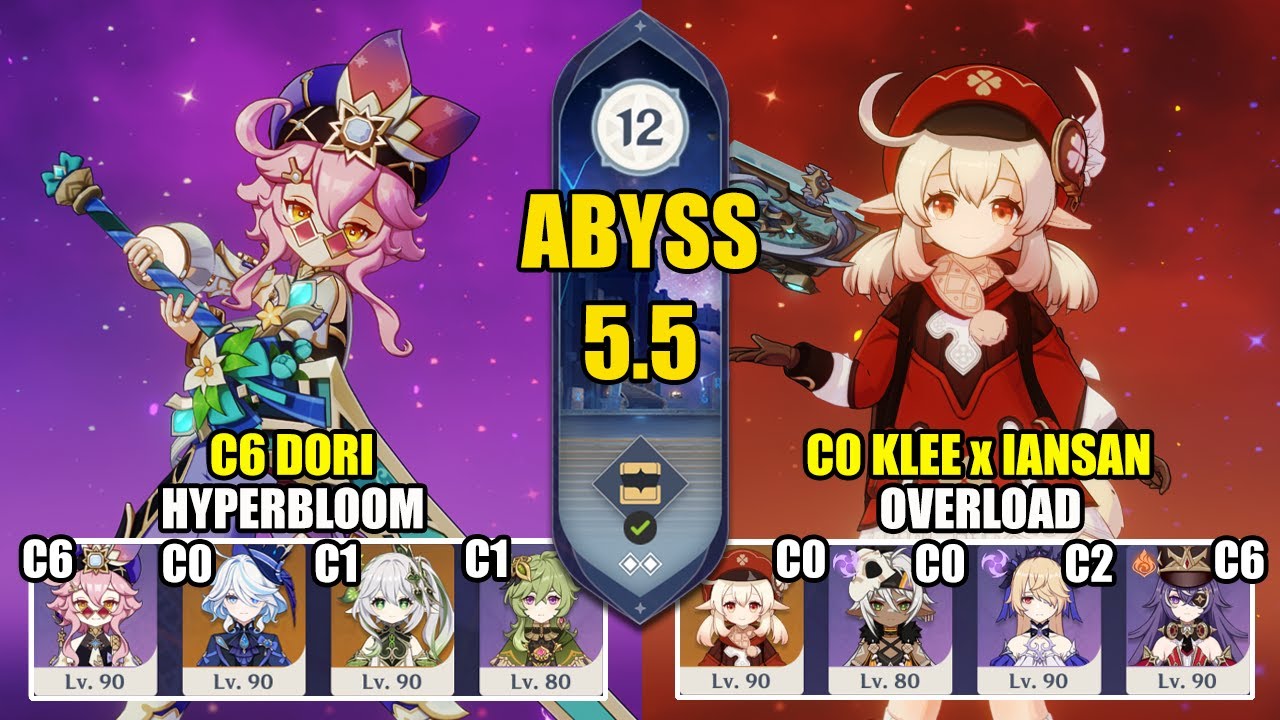 C6 Dori Hyperbloom & C0 Klee Iansan Overload | Spiral Abyss 5.5 | Genshin Impact 【原神】