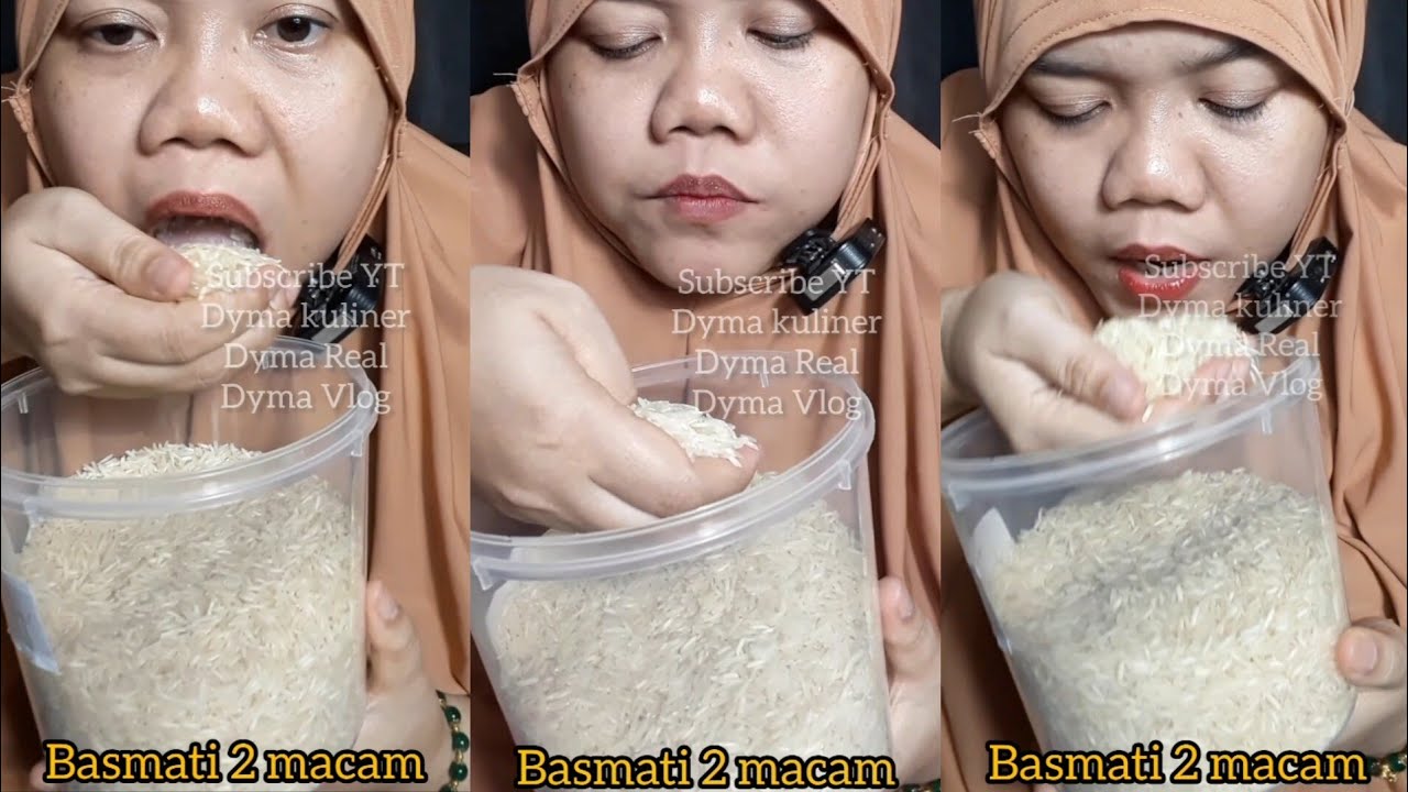 DYMA KULINER 💕ASMR RAW RICE EATING💕 Makan Beras Mentah #mukbang @Dymareal @dymaaaaa