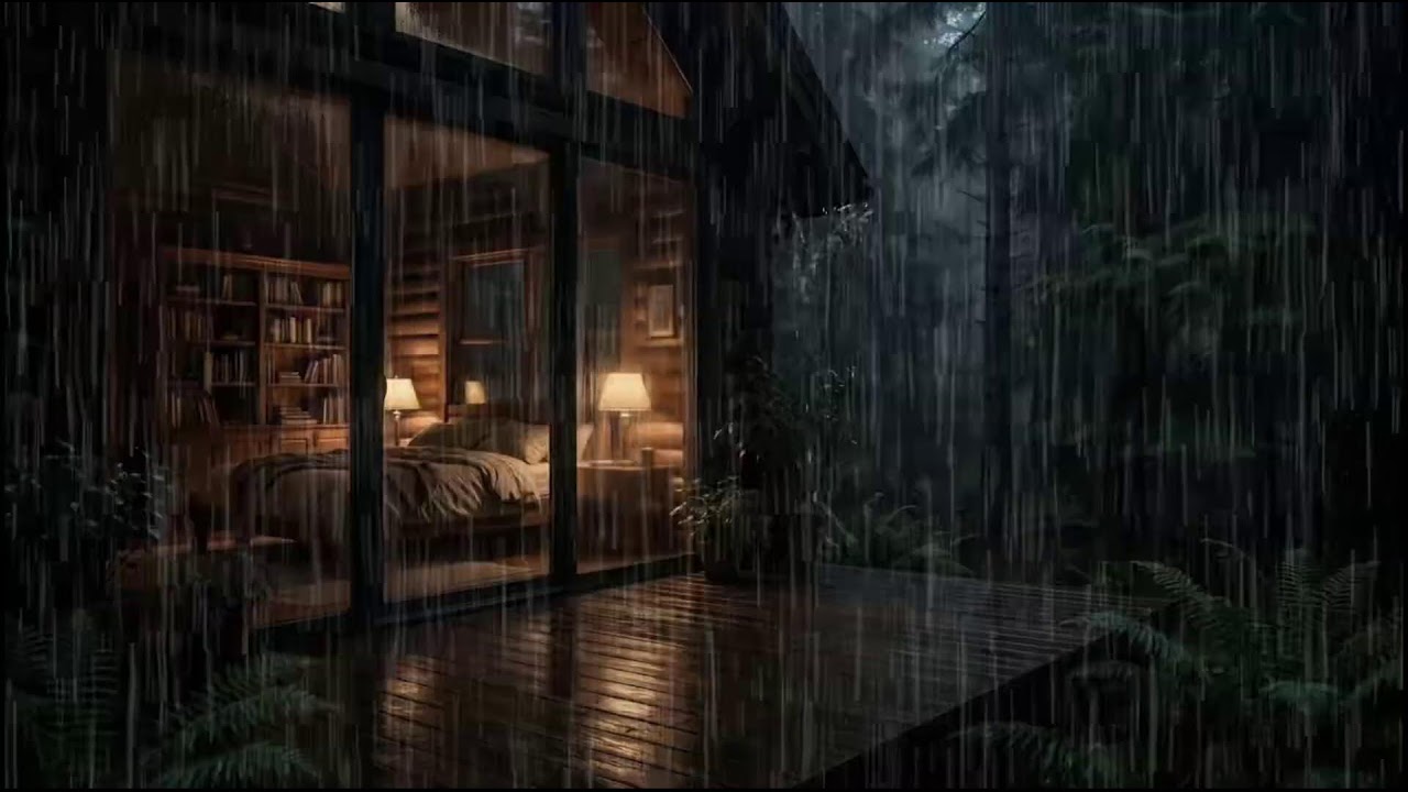 Rainy Night in a Forest Cabin 🌲 | Soft rain ambience with steady rain sounds for deep relaxation