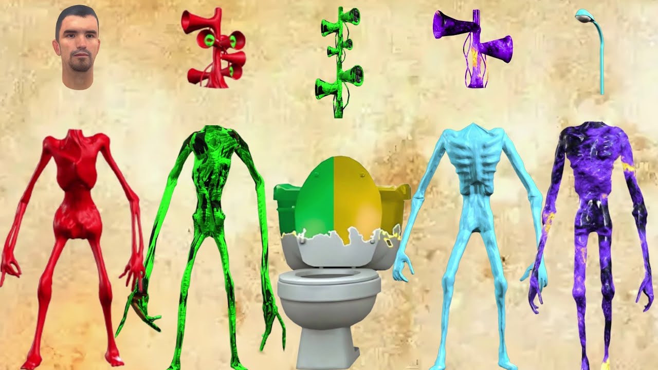 WRONG HEADS SIREN HEAD ACA HURRICANE, SIREN HEAD HOUSE, SIREN HEAD BRAIN EYE, OCTOPUS, SIREN HEAD